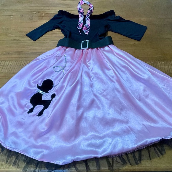 Dresses & Skirts - Back to the 50s - Pink Poodle Dress - Halloween Costume with Belt and Scarf - M
